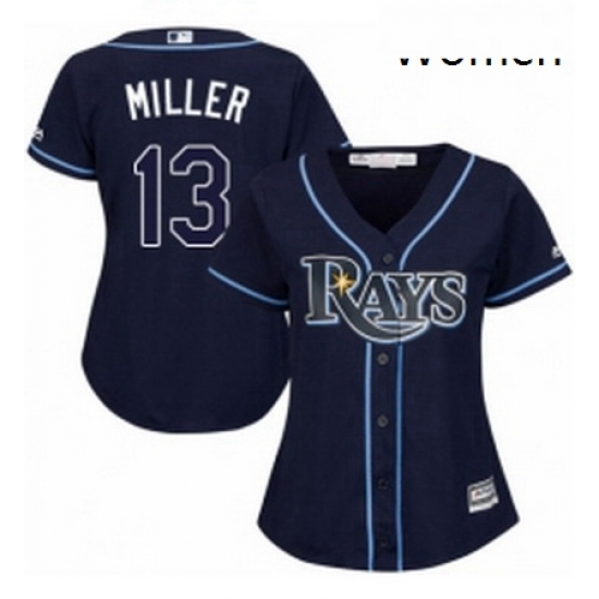 Womens Majestic Tampa Bay Rays 13 Brad Miller Replica Navy Blue Alternate Cool Base MLB Jersey Womens Majestic Tampa Bay Rays 13 Brad Miller Replica Navy Blue Alternate Cool Base MLB Jersey