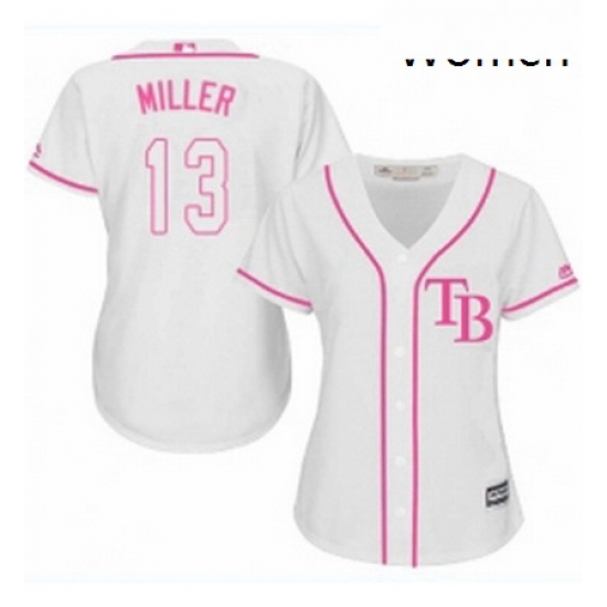 Womens Majestic Tampa Bay Rays 13 Brad Miller Replica White Fashion Cool Base MLB Jersey Womens Majestic Tampa Bay Rays 13 Brad Miller Replica White Fashion Cool Base MLB Jersey
