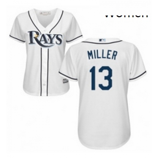 Womens Majestic Tampa Bay Rays 13 Brad Miller Replica White Home Cool Base MLB Jersey Womens Majestic Tampa Bay Rays 13 Brad Miller Replica White Home Cool Base MLB Jersey