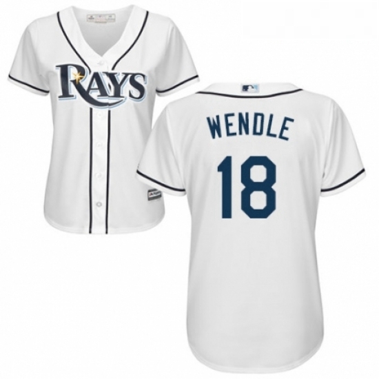 Womens Majestic Tampa Bay Rays 18 Joey Wendle Authentic White Home Cool Base MLB Jersey Womens Majestic Tampa Bay Rays 18 Joey Wendle Authentic White Home Cool Base MLB Jersey