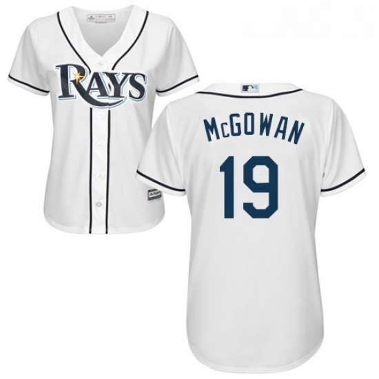 Womens Majestic Tampa Bay Rays 19 Dustin McGowan Authentic White Home Cool Base MLB Jersey Womens Majestic Tampa Bay Rays 19 Dustin McGowan Authentic White Home Cool Base MLB Jersey