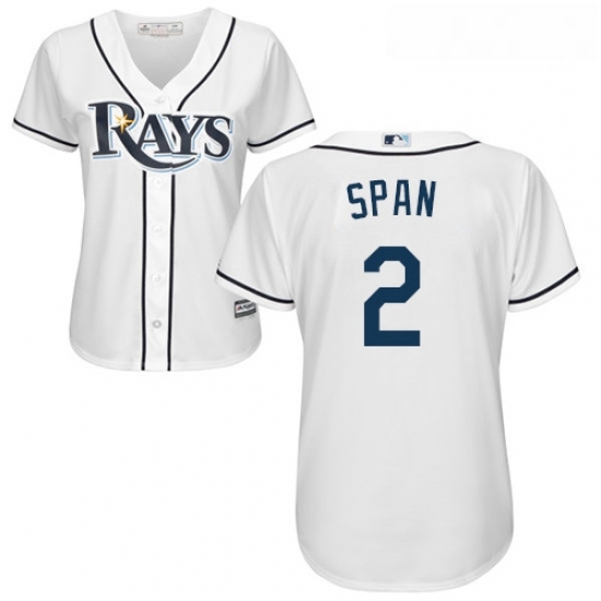 Womens Majestic Tampa Bay Rays 2 Denard Span Replica White Home Cool Base MLB Jersey Womens Majestic Tampa Bay Rays 2 Denard Span Replica White Home Cool Base MLB Jersey