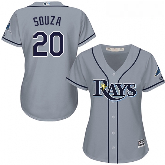 Womens Majestic Tampa Bay Rays 20 Steven Souza Replica Grey Road Cool Base MLB Jersey Womens Majestic Tampa Bay Rays 20 Steven Souza Replica Grey Road Cool Base MLB Jersey
