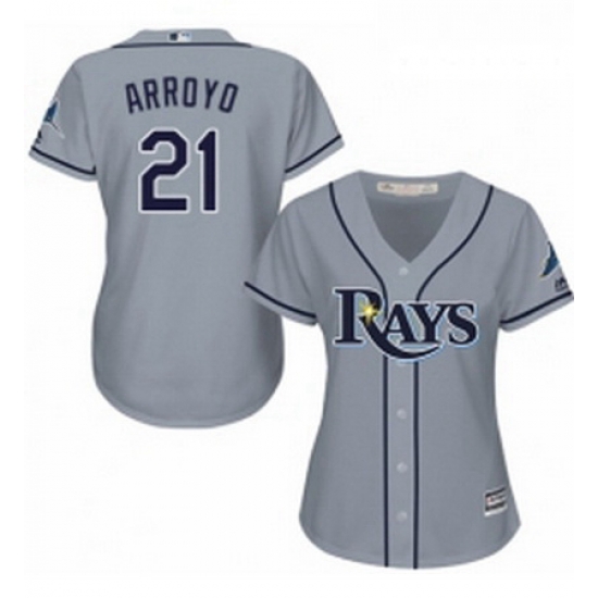 Womens Majestic Tampa Bay Rays 21 Christian Arroyo Replica Grey Road Cool Base MLB Jersey Womens Majestic Tampa Bay Rays 21 Christian Arroyo Replica Grey Road Cool Base MLB Jersey