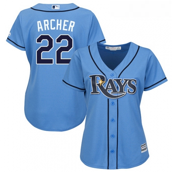 Womens Majestic Tampa Bay Rays 22 Chris Archer Replica Light Blue Alternate 2 Cool Base MLB Jersey Womens Majestic Tampa Bay Rays 22 Chris Archer Replica Light Blue Alternate 2 Cool Base MLB Jersey