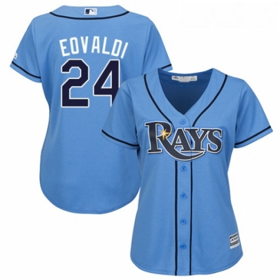 Womens Majestic Tampa Bay Rays 24 Nathan Eovaldi Replica Light Blue Alternate 2 Cool Base MLB Jersey Womens Majestic Tampa Bay Rays 24 Nathan Eovaldi Replica Light Blue Alternate 2 Cool Base MLB Jersey