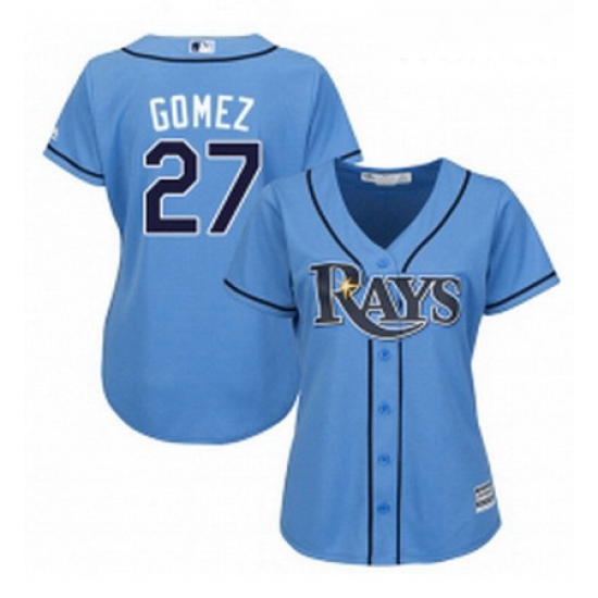 Womens Majestic Tampa Bay Rays 27 Carlos Gomez Authentic Light Blue Alternate 2 Cool Base MLB Jersey Womens Majestic Tampa Bay Rays 27 Carlos Gomez Authentic Light Blue Alternate 2 Cool Base MLB Jersey