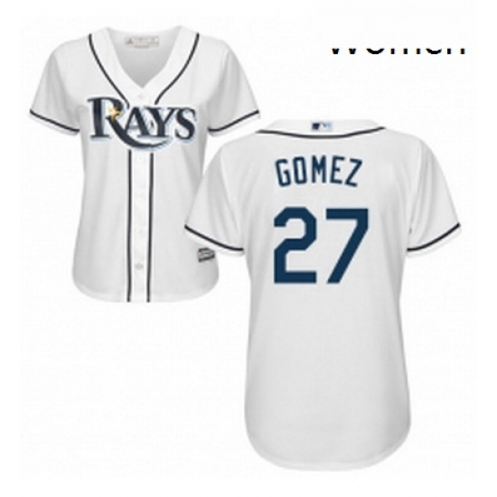 Womens Majestic Tampa Bay Rays 27 Carlos Gomez Authentic White Home Cool Base MLB Jersey Womens Majestic Tampa Bay Rays 27 Carlos Gomez Authentic White Home Cool Base MLB Jersey