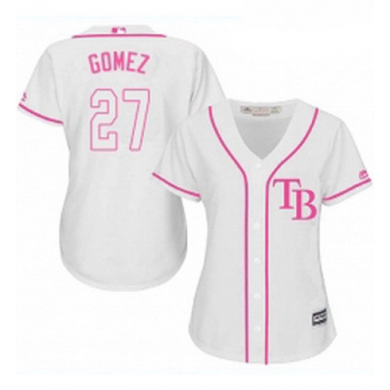Womens Majestic Tampa Bay Rays 27 Carlos Gomez Replica White Fashion Cool Base MLB Jersey Womens Majestic Tampa Bay Rays 27 Carlos Gomez Replica White Fashion Cool Base MLB Jersey