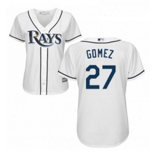 Womens Majestic Tampa Bay Rays 27 Carlos Gomez Replica White Home Cool Base MLB Jersey Womens Majestic Tampa Bay Rays 27 Carlos Gomez Replica White Home Cool Base MLB Jersey