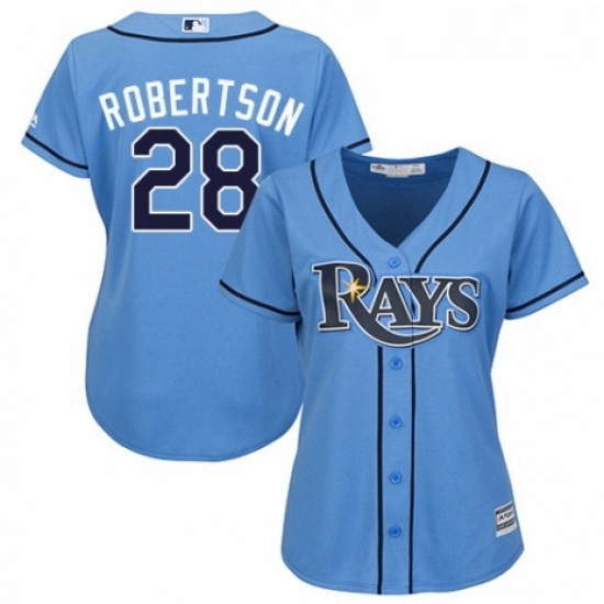 Womens Majestic Tampa Bay Rays 28 Daniel Robertson Authentic Light Blue Alternate 2 Cool Base MLB Jersey Womens Majestic Tampa Bay Rays 28 Daniel Robertson Authentic Light Blue Alternate 2 Cool Base MLB Jersey