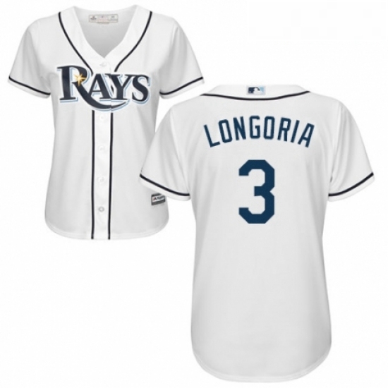 Womens Majestic Tampa Bay Rays 3 Evan Longoria Replica White Home Cool Base MLB Jersey Womens Majestic Tampa Bay Rays 3 Evan Longoria Replica White Home Cool Base MLB Jersey