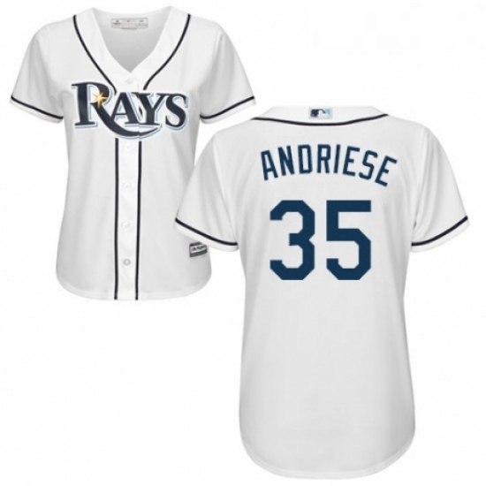 Womens Majestic Tampa Bay Rays 35 Matt Andriese Authentic White Home Cool Base MLB Jersey Womens Majestic Tampa Bay Rays 35 Matt Andriese Authentic White Home Cool Base MLB Jersey
