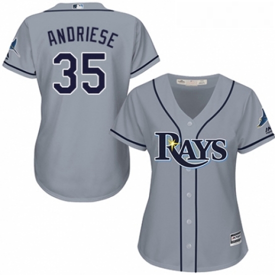 Womens Majestic Tampa Bay Rays 35 Matt Andriese Replica Grey Road Cool Base MLB Jersey Womens Majestic Tampa Bay Rays 35 Matt Andriese Replica Grey Road Cool Base MLB Jersey