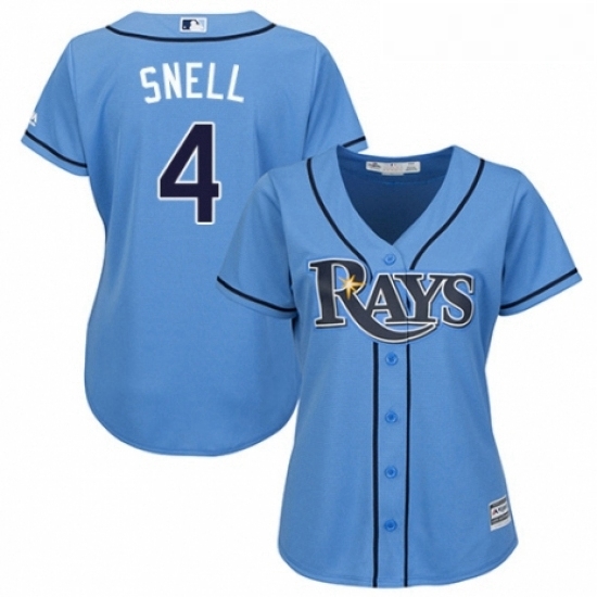 Womens Majestic Tampa Bay Rays 4 Blake Snell Replica Light Blue Alternate 2 Cool Base MLB Jersey Womens Majestic Tampa Bay Rays 4 Blake Snell Replica Light Blue Alternate 2 Cool Base MLB Jersey