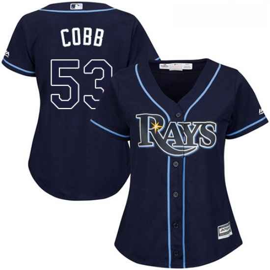 Womens Majestic Tampa Bay Rays 53 Alex Cobb Replica Navy Blue Alternate Cool Base MLB Jersey Womens Majestic Tampa Bay Rays 53 Alex Cobb Replica Navy Blue Alternate Cool Base MLB Jersey