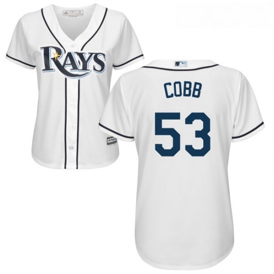 Womens Majestic Tampa Bay Rays 53 Alex Cobb Replica White Home Cool Base MLB Jersey Womens Majestic Tampa Bay Rays 53 Alex Cobb Replica White Home Cool Base MLB Jersey