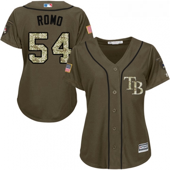 Womens Majestic Tampa Bay Rays 54 Sergio Romo Authentic Green Salute to Service MLB Jersey Womens Majestic Tampa Bay Rays 54 Sergio Romo Authentic Green Salute to Service MLB Jersey