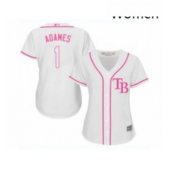 Womens Tampa Bay Rays 1 Willy Adames Replica White Fashion Cool Base Baseball Jersey Womens Tampa Bay Rays 1 Willy Adames Replica White Fashion Cool Base Baseball Jersey