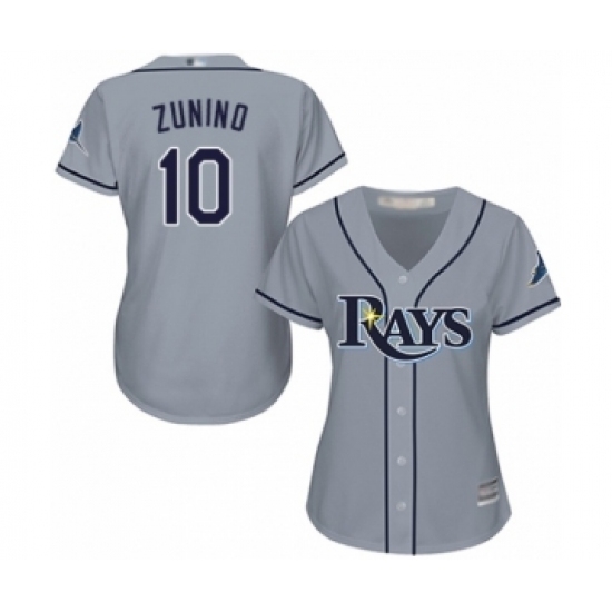 Women's Tampa Bay Rays #10 Mike Zunino Authentic Grey Road Cool Base Baseball Player Jersey Women's Tampa Bay Rays #10 Mike Zunino Authentic Grey Road Cool Base Baseball Player Jersey
