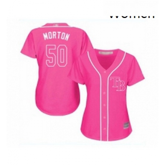Womens Tampa Bay Rays 50 Charlie Morton Replica Pink Fashion Cool Base Baseball Jersey Womens Tampa Bay Rays 50 Charlie Morton Replica Pink Fashion Cool Base Baseball Jersey