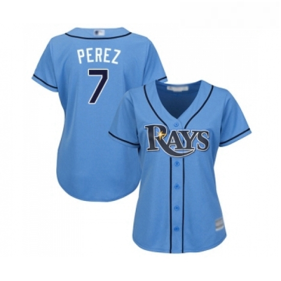 Womens Tampa Bay Rays 7 Michael Perez Replica Light Blue Alternate 2 Cool Base Baseball Jersey Womens Tampa Bay Rays 7 Michael Perez Replica Light Blue Alternate 2 Cool Base Baseball Jersey