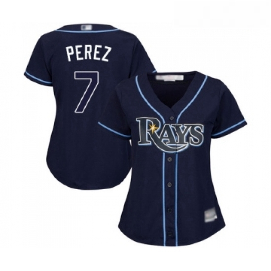 Womens Tampa Bay Rays 7 Michael Perez Replica Navy Blue Alternate Cool Base Baseball Jersey Womens Tampa Bay Rays 7 Michael Perez Replica Navy Blue Alternate Cool Base Baseball Jersey