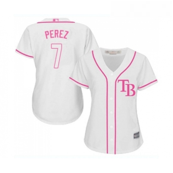 Womens Tampa Bay Rays 7 Michael Perez Replica White Fashion Cool Base Baseball Jersey Womens Tampa Bay Rays 7 Michael Perez Replica White Fashion Cool Base Baseball Jersey