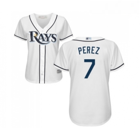 Womens Tampa Bay Rays 7 Michael Perez Replica White Home Cool Base Baseball Jersey Womens Tampa Bay Rays 7 Michael Perez Replica White Home Cool Base Baseball Jersey