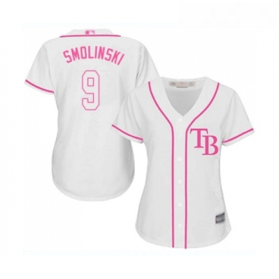 Womens Tampa Bay Rays 9 Jake Smolinski Replica White Fashion Cool Base Baseball Jersey Womens Tampa Bay Rays 9 Jake Smolinski Replica White Fashion Cool Base Baseball Jersey