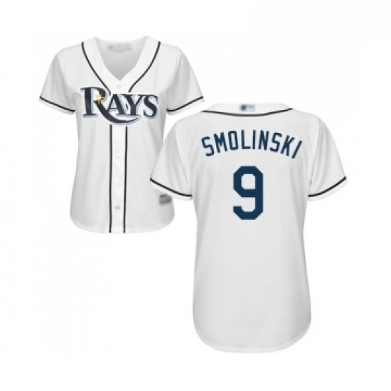 Womens Tampa Bay Rays 9 Jake Smolinski Replica White Home Cool Base Baseball Jersey Womens Tampa Bay Rays 9 Jake Smolinski Replica White Home Cool Base Baseball Jersey