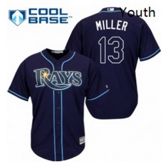 Youth Majestic Tampa Bay Rays 13 Brad Miller Replica Navy Blue Alternate Cool Base MLB Jersey Youth Majestic Tampa Bay Rays 13 Brad Miller Replica Navy Blue Alternate Cool Base MLB Jersey