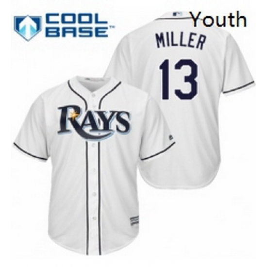 Youth Majestic Tampa Bay Rays 13 Brad Miller Replica White Home Cool Base MLB Jersey Youth Majestic Tampa Bay Rays 13 Brad Miller Replica White Home Cool Base MLB Jersey