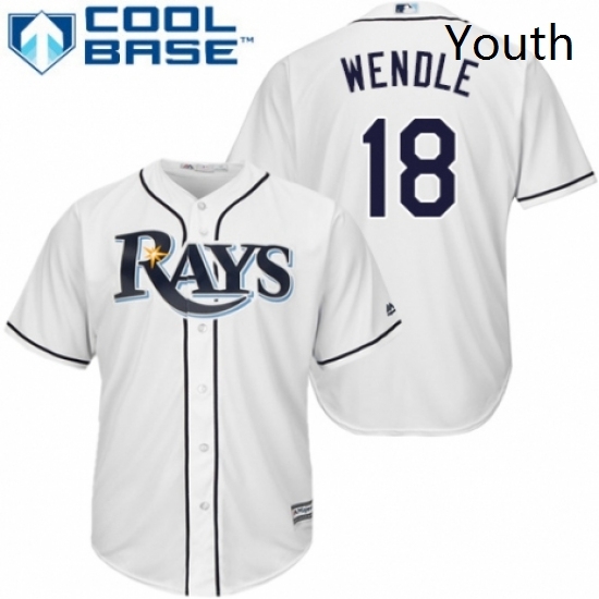 Youth Majestic Tampa Bay Rays 18 Joey Wendle Replica White Home Cool Base MLB Jersey Youth Majestic Tampa Bay Rays 18 Joey Wendle Replica White Home Cool Base MLB Jersey