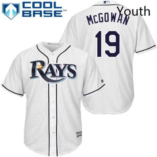Youth Majestic Tampa Bay Rays 19 Dustin McGowan Authentic White Home Cool Base MLB Jersey Youth Majestic Tampa Bay Rays 19 Dustin McGowan Authentic White Home Cool Base MLB Jersey