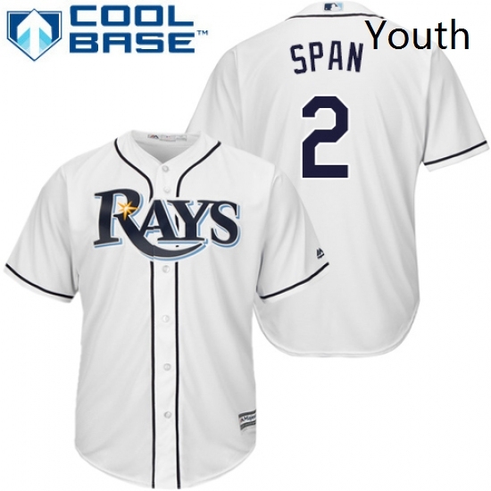 Youth Majestic Tampa Bay Rays 2 Denard Span Authentic White Home Cool Base MLB Jersey Youth Majestic Tampa Bay Rays 2 Denard Span Authentic White Home Cool Base MLB Jersey