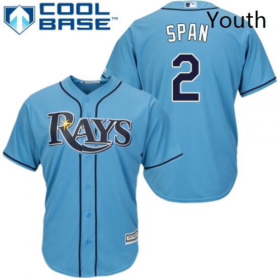 Youth Majestic Tampa Bay Rays 2 Denard Span Replica Light Blue Alternate 2 Cool Base MLB Jersey Youth Majestic Tampa Bay Rays 2 Denard Span Replica Light Blue Alternate 2 Cool Base MLB Jersey
