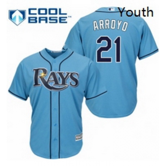 Youth Majestic Tampa Bay Rays 21 Christian Arroyo Replica Light Blue Alternate 2 Cool Base MLB Jersey Youth Majestic Tampa Bay Rays 21 Christian Arroyo Replica Light Blue Alternate 2 Cool Base MLB Jersey