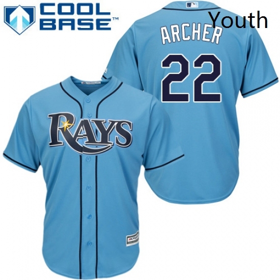 Youth Majestic Tampa Bay Rays 22 Chris Archer Replica Light Blue Alternate 2 Cool Base MLB Jersey Youth Majestic Tampa Bay Rays 22 Chris Archer Replica Light Blue Alternate 2 Cool Base MLB Jersey