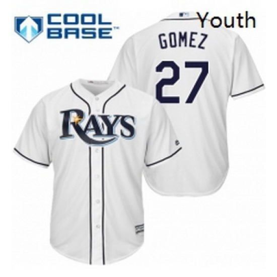 Youth Majestic Tampa Bay Rays 27 Carlos Gomez Replica White Home Cool Base MLB Jersey Youth Majestic Tampa Bay Rays 27 Carlos Gomez Replica White Home Cool Base MLB Jersey