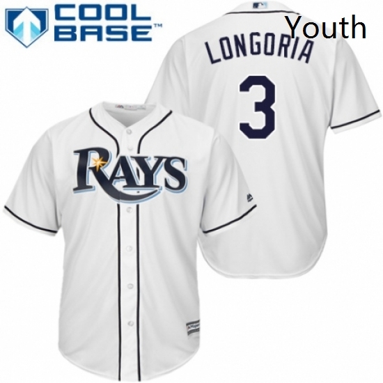 Youth Majestic Tampa Bay Rays 3 Evan Longoria Authentic White Home Cool Base MLB Jersey Youth Majestic Tampa Bay Rays 3 Evan Longoria Authentic White Home Cool Base MLB Jersey