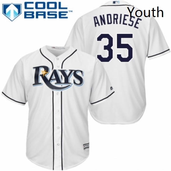 Youth Majestic Tampa Bay Rays 35 Matt Andriese Replica White Home Cool Base MLB Jersey Youth Majestic Tampa Bay Rays 35 Matt Andriese Replica White Home Cool Base MLB Jersey