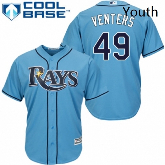 Youth Majestic Tampa Bay Rays 49 Jonny Venters Authentic Light Blue Alternate 2 Cool Base MLB Jersey Youth Majestic Tampa Bay Rays 49 Jonny Venters Authentic Light Blue Alternate 2 Cool Base MLB Jersey