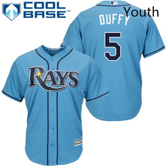Youth Majestic Tampa Bay Rays 5 Matt Duffy Replica Light Blue Alternate 2 Cool Base MLB Jersey Youth Majestic Tampa Bay Rays 5 Matt Duffy Replica Light Blue Alternate 2 Cool Base MLB Jersey