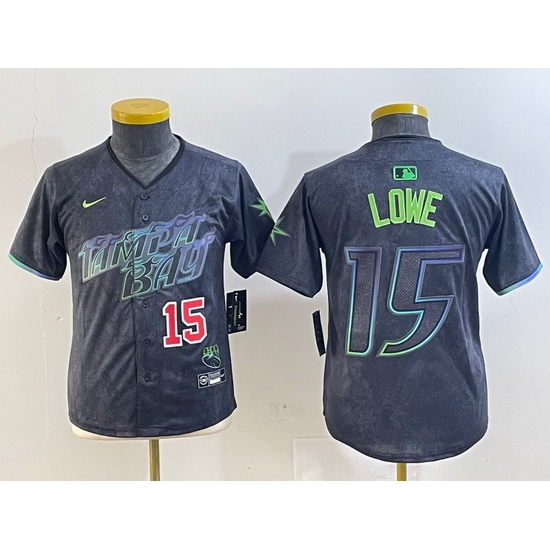 Youth Tampa Bay Rays 15 Josh Lowe Charcoal 2024 City Connect Limited Stitched Baseball Jersey 4 Youth Tampa Bay Rays 15 Josh Lowe Charcoal 2024 City Connect Limited Stitched Baseball Jersey 4