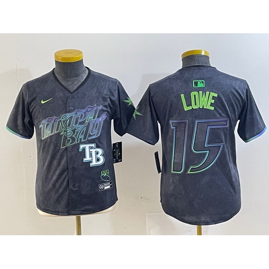Youth Tampa Bay Rays 15 Josh Lowe Charcoal 2024 City Connect Limited Stitched Baseball Jersey 6 Youth Tampa Bay Rays 15 Josh Lowe Charcoal 2024 City Connect Limited Stitched Baseball Jersey 6