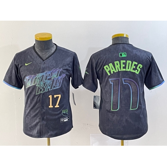 Youth Tampa Bay Rays 17 Isaac Paredes Charcoal 2024 City Connect Limited Stitched Baseball Jersey 1 Youth Tampa Bay Rays 17 Isaac Paredes Charcoal 2024 City Connect Limited Stitched Baseball Jersey 1