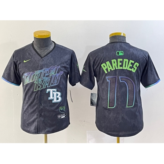 Youth Tampa Bay Rays 17 Isaac Paredes Charcoal 2024 City Connect Limited Stitched Baseball Jersey 3 Youth Tampa Bay Rays 17 Isaac Paredes Charcoal 2024 City Connect Limited Stitched Baseball Jersey 3