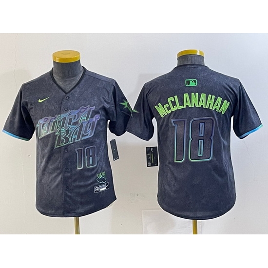 Youth Tampa Bay Rays 18 Shane McClanahan Charcoal 2024 City Connect Limited Stitched Baseball Jersey 5 Youth Tampa Bay Rays 18 Shane McClanahan Charcoal 2024 City Connect Limited Stitched Baseball Jersey 5