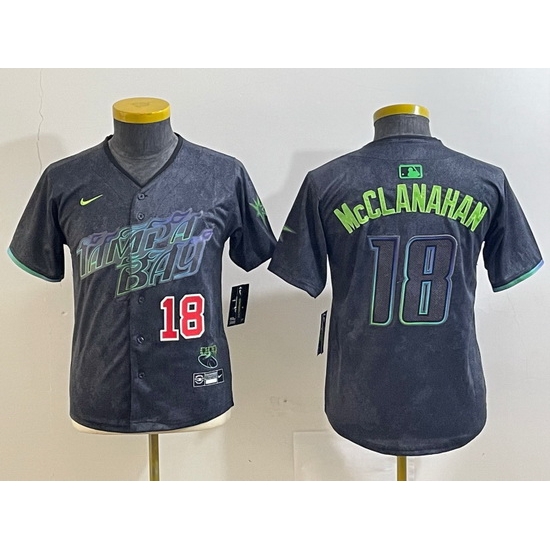 Youth Tampa Bay Rays 18 Shane McClanahan Charcoal 2024 City Connect Limited jerseys 1 Youth Tampa Bay Rays 18 Shane McClanahan Charcoal 2024 City Connect Limited jerseys 1